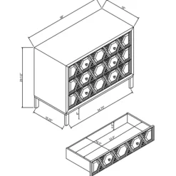 Kirkland's Home Cream Geometric Overlay Chest- Cabinets & Sideboards