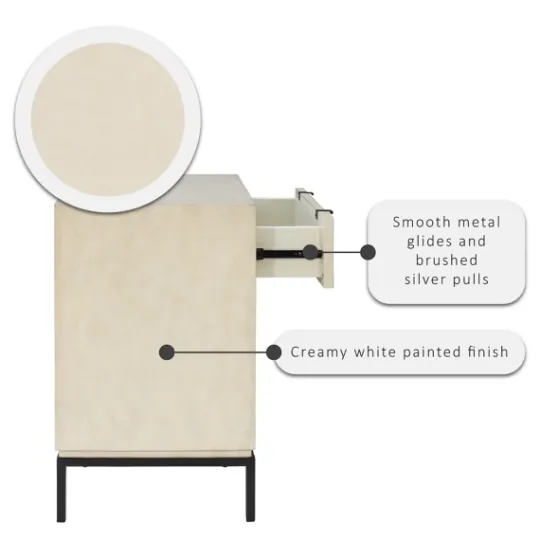 Kirkland's Home Cream Geometric Overlay Chest- Cabinets & Sideboards