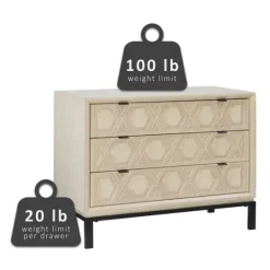 Kirkland's Home Cream Geometric Overlay Chest- Cabinets & Sideboards