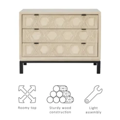 Kirkland's Home Cream Geometric Overlay Chest- Cabinets & Sideboards