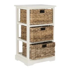 Kirkland's Home Cream Hailey Wicker Basket Storage Accent Table- Accent & End Tables