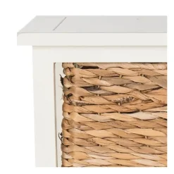 Kirkland's Home Cream Hailey Wicker Basket Storage Accent Table- Accent & End Tables