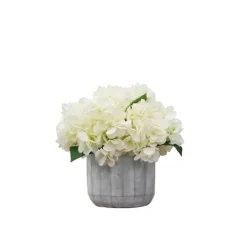 Kirkland's Home Cream Hydrangea Arrangement In Cement Planter- Arrangements & Greenery