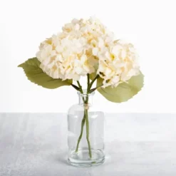 Kirkland's Home Cream Hydrangea Arrangement In Glass Vase- Arrangements & Greenery
