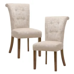 Kirkland's Home Cream Linen Rolled Back Dining Chairs, Set Of 2- Dining Chairs