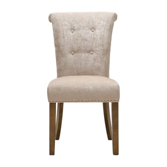 Kirkland's Home Cream Linen Rolled Back Dining Chairs, Set Of 2- Dining Chairs