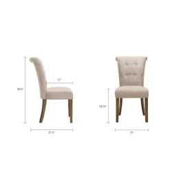 Kirkland's Home Cream Linen Rolled Back Dining Chairs, Set Of 2- Dining Chairs