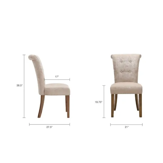 Kirkland's Home Cream Linen Rolled Back Dining Chairs, Set Of 2- Dining Chairs