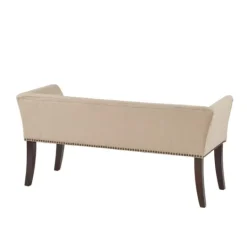Kirkland's Home Cream Low Back Flared Arms Bench- Benches & Ottomans