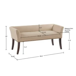 Kirkland's Home Cream Low Back Flared Arms Bench- Benches & Ottomans