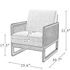 Kirkland's Home Cream Mahogany Finish Cane Panel Accent Chair- Accent Chairs