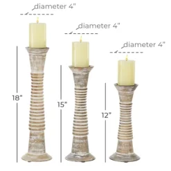 Kirkland's Home Cream Mango Wood Candle Holders, Set Of 3- Candle Holders
