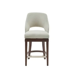 Kirkland's Home Cream Open Back Swivel Base Counter Stool- Bar Stools & Counter Height Stools