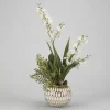 Kirkland's Home Cream Orchids Arrangement In Gold Planter- Arrangements & Greenery