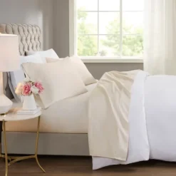Kirkland's Home Cream Rich Cooling Cotton King Sheet Set- Bed Sheets