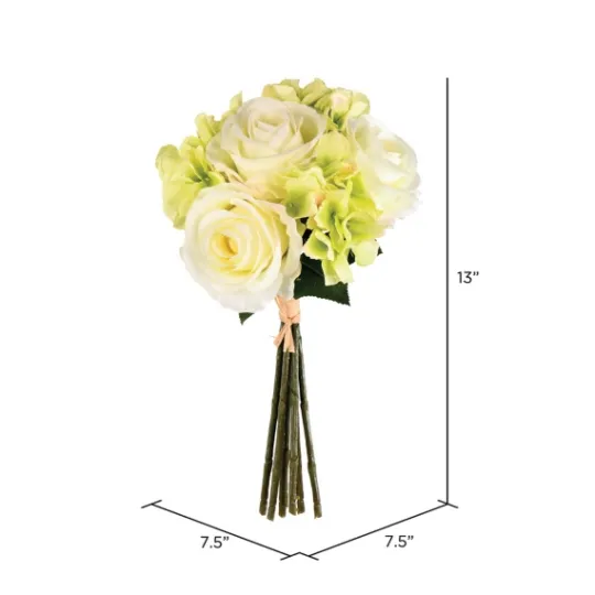 Kirkland's Home Cream Rose And Hydrangea Bouquets, Set Of 2- Stems & Bouquets
