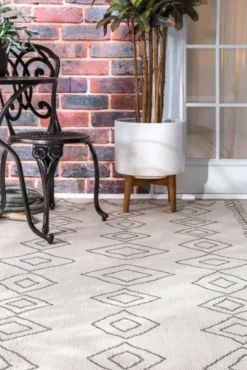 Kirkland's Home Cream Serna Tribal Outdoor Area Rug, 5X7- Outdoor Rugs