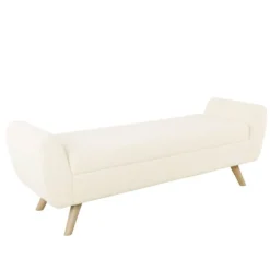 Kirkland's Home Cream Sherpa And Wood Storage Bench- Benches & Ottomans