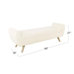 Kirkland's Home Cream Sherpa And Wood Storage Bench- Benches & Ottomans