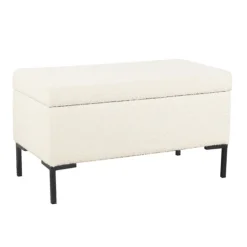 Kirkland's Home Cream Sherpa Boucle Storage Bench- Benches & Ottomans
