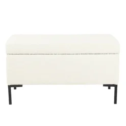 Kirkland's Home Cream Sherpa Boucle Storage Bench- Benches & Ottomans