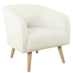 Kirkland's Home Cream Sherpa Upholstered Barrel Accent Chair- Accent Chairs