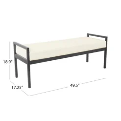Kirkland's Home Cream Sherpa Upholstered Metal Bench- Benches & Ottomans