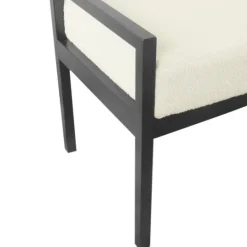 Kirkland's Home Cream Sherpa Upholstered Metal Bench- Benches & Ottomans