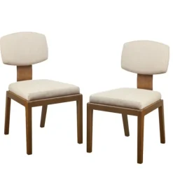 Kirkland's Home Cream Square Back Dining Chairs, Set Of 2- Dining Chairs