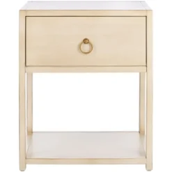 Kirkland's Home Cream Square Wood Nightstand- Nightstands