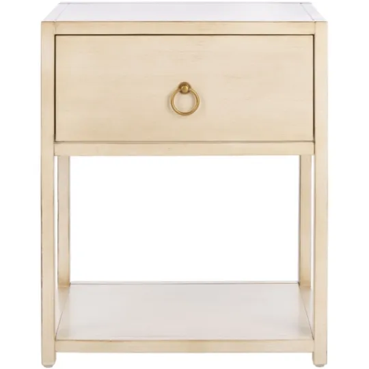 Kirkland's Home Cream Square Wood Nightstand- Nightstands