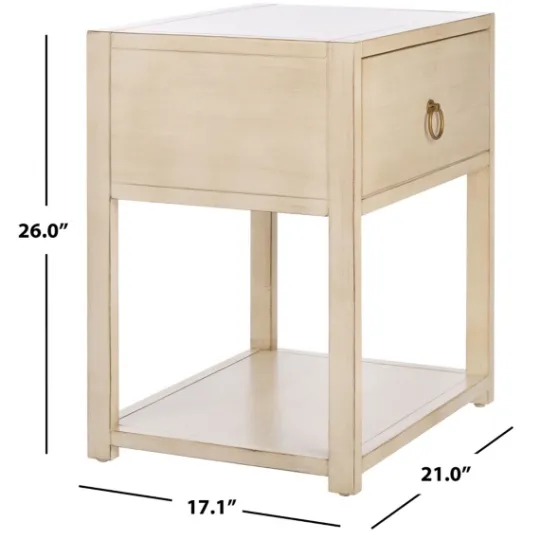 Kirkland's Home Cream Square Wood Nightstand- Nightstands