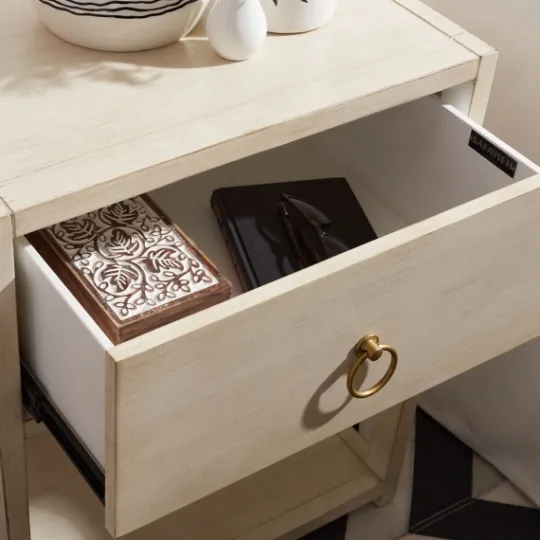 Kirkland's Home Cream Square Wood Nightstand- Nightstands