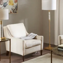 Kirkland's Home Cream Swoop Arms Upholstered Armchair- Accent Chairs