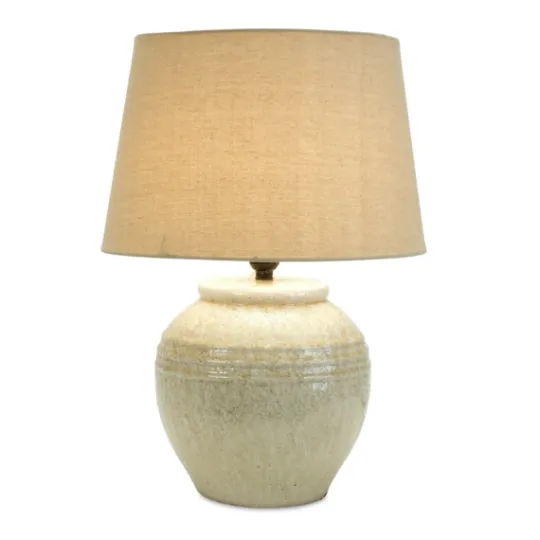 Kirkland's Home Cream Terracotta And Linen Table Lamp- Table Lamps