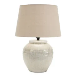 Kirkland's Home Cream Terracotta And Linen Table Lamp- Table Lamps