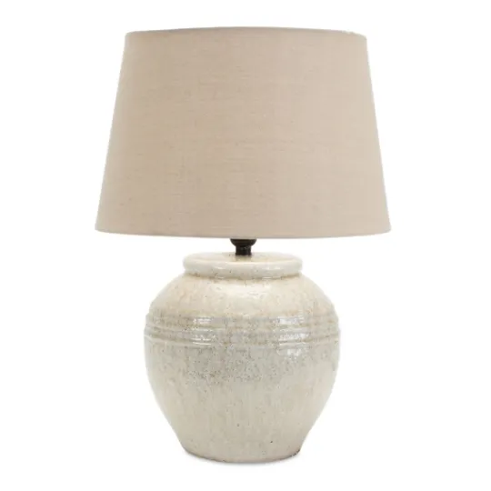 Kirkland's Home Cream Terracotta And Linen Table Lamp- Table Lamps