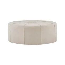 Kirkland's Home Cream Thick Welting Center Button Oval Ottoman- Benches & Ottomans