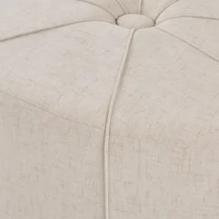 Kirkland's Home Cream Thick Welting Center Button Oval Ottoman- Benches & Ottomans