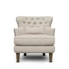 Kirkland's Home Cream Tufted Armchair With Lumbar Pillow- Accent Chairs