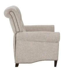 Kirkland's Home Cream Tufted Back Nailhead Trim Recliner Armchair- Accent Chairs
