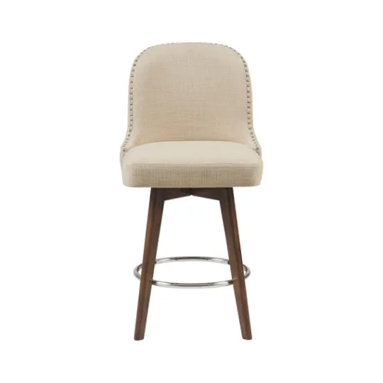 Kirkland's Home Cream Tufted Back Swivel Counter Stool- Bar Stools & Counter Height Stools