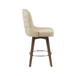 Kirkland's Home Cream Tufted Back Swivel Counter Stool- Bar Stools & Counter Height Stools