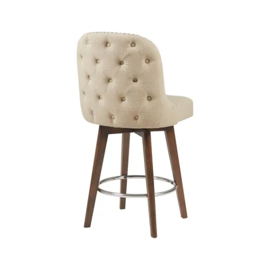 Kirkland's Home Cream Tufted Back Swivel Counter Stool- Bar Stools & Counter Height Stools