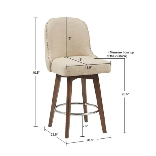 Kirkland's Home Cream Tufted Back Swivel Counter Stool- Bar Stools & Counter Height Stools