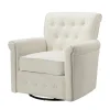 Kirkland's Home Cream Tufted Swivel Accent Chair- Accent Chairs
