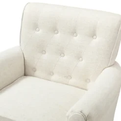 Kirkland's Home Cream Tufted Swivel Accent Chair- Accent Chairs