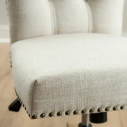 Kirkland's Home Cream Tufted With Nailhead Trim Office Chair- Office Furniture