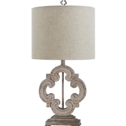 Kirkland's Home Cream Tuscany Sculptured Base Table Lamp- Table Lamps