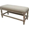 Kirkland's Home Cream Upholstered And Wooden Bench- Benches & Ottomans